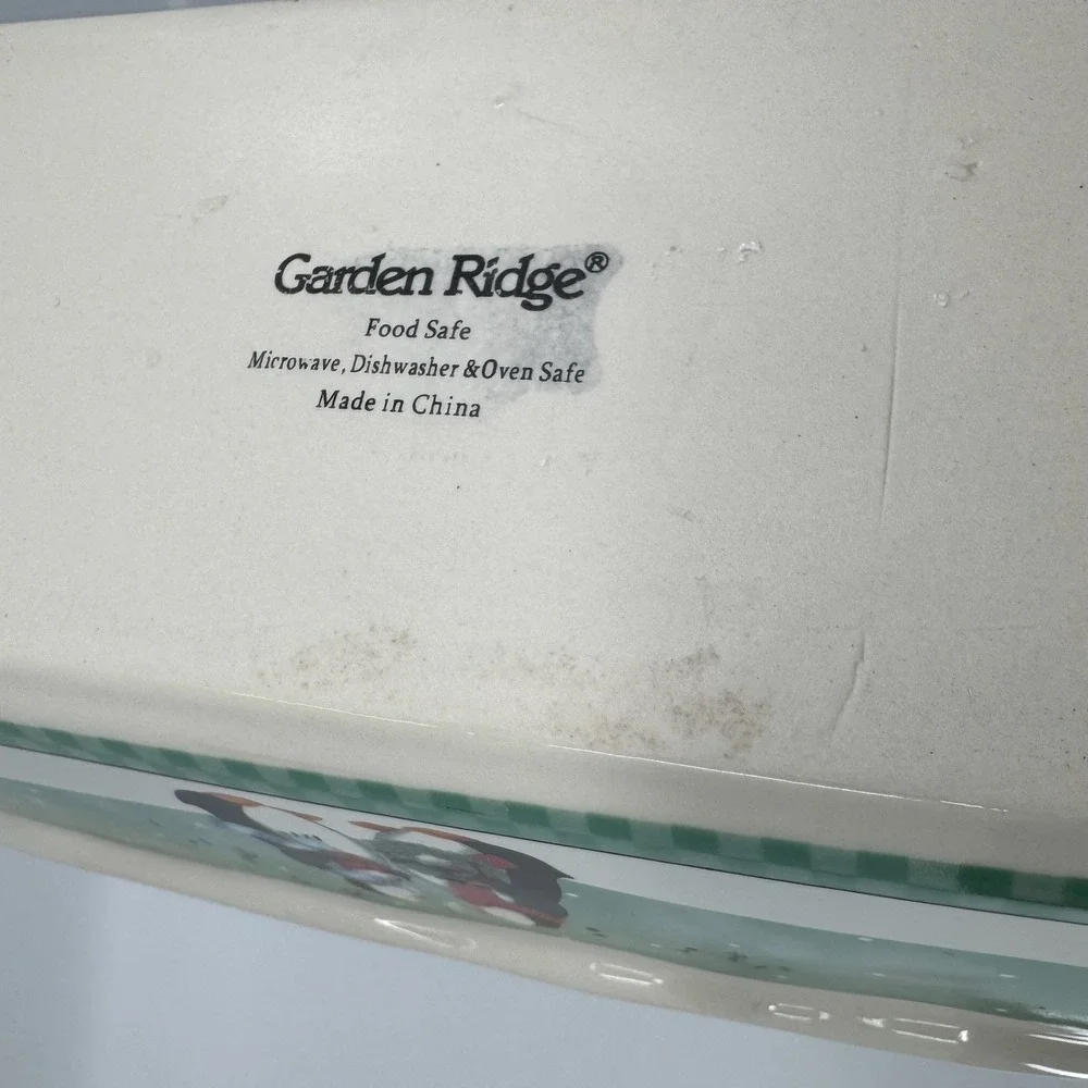 Garden Ridge Caroling Penguin Christmas Loaf Pan Ceramic Baking Dish Holiday